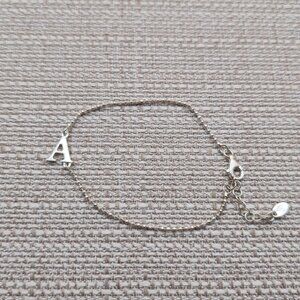 6.5+1 Inch Sterling Silver A Letter Name Chain Bracelet A5014